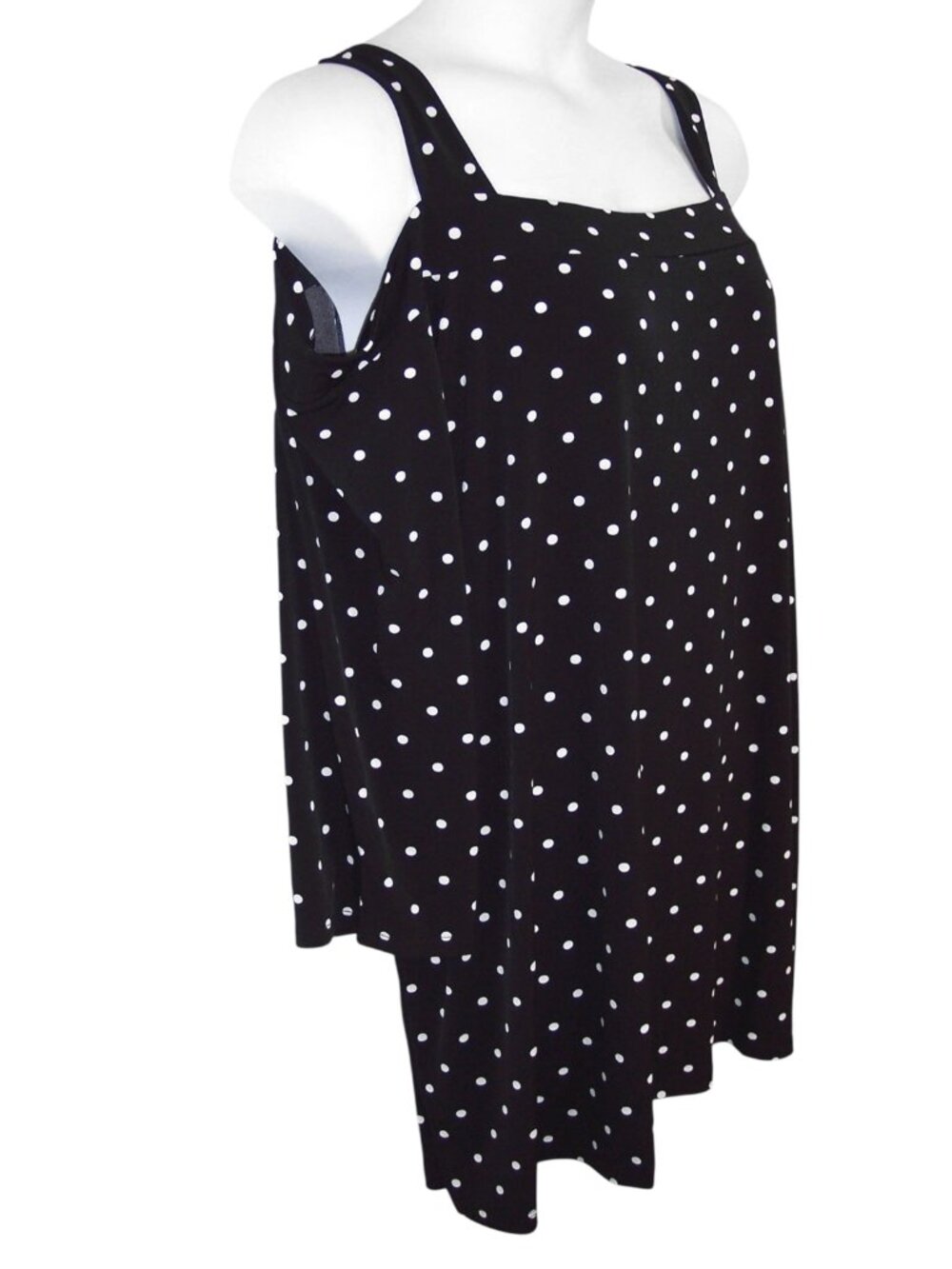Woman Within 3X 30/32 Top Black & White Polka Dot 3/4 Sleeves Cold Shoulder NEW - Picture 6 of 12